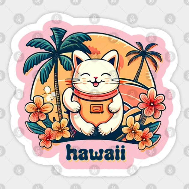 Hawaii Lucky Cat Logo Lucky Cat Sticker TeePublic
